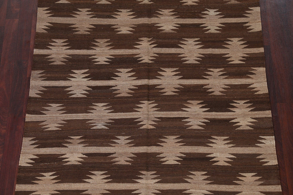 Natural Dye Wool Kilim Flat-Woven Area Rug 5x7