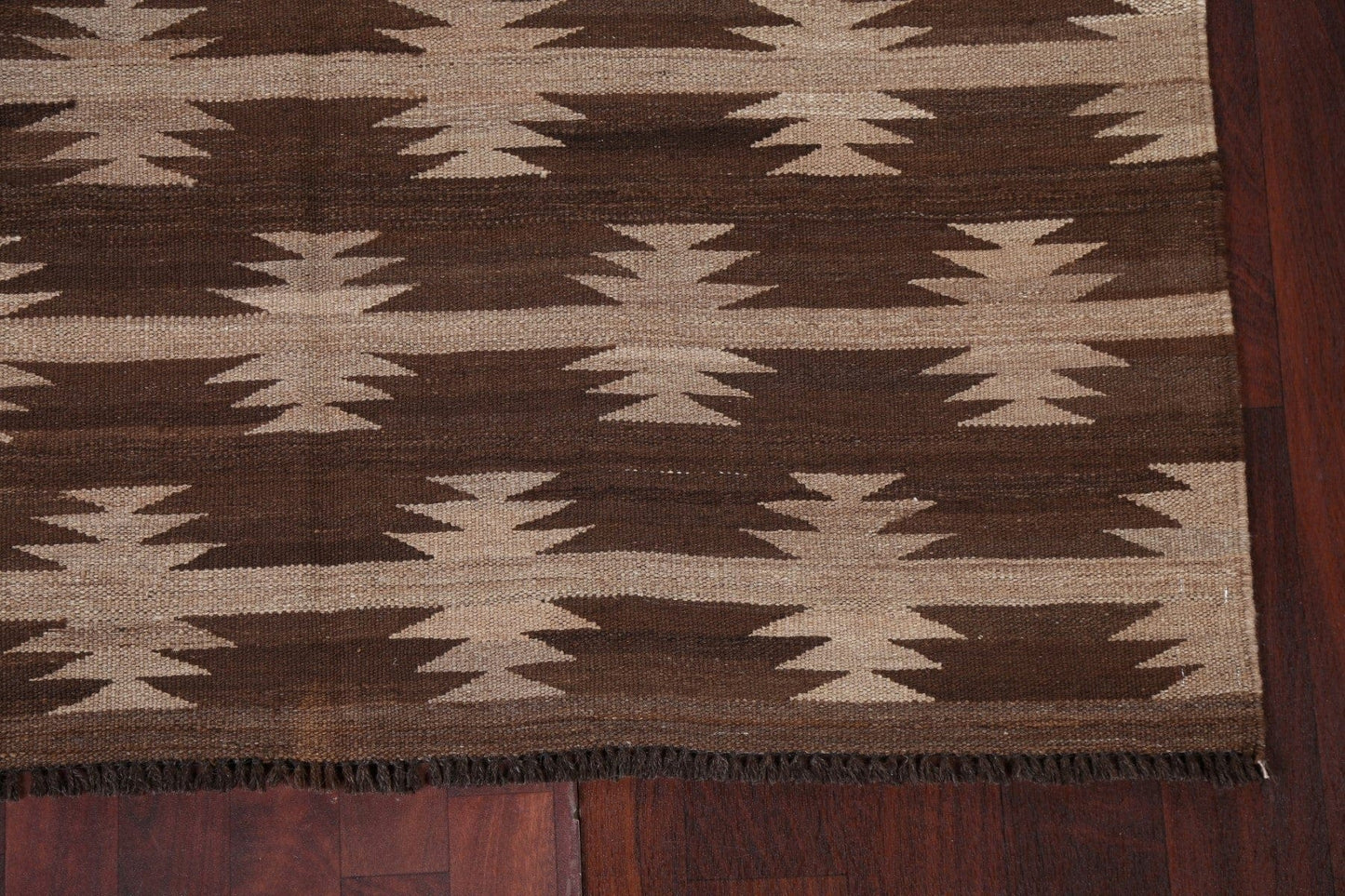 Natural Dye Wool Kilim Flat-Woven Area Rug 5x7