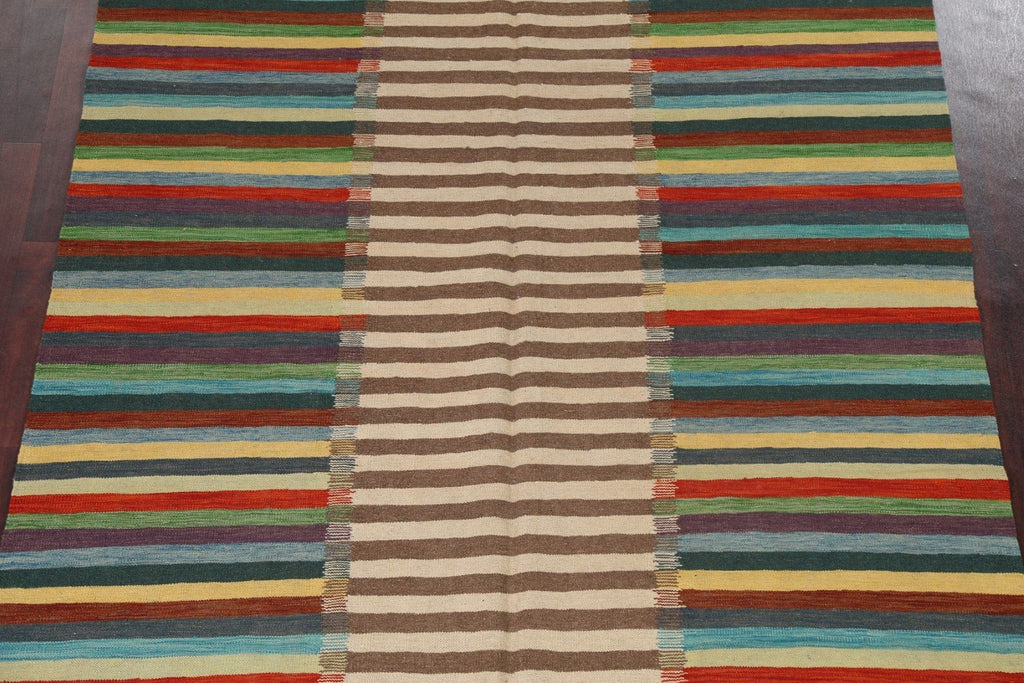 Flat-Woven Kilim Natural Dye Wool Area Rug 7x10