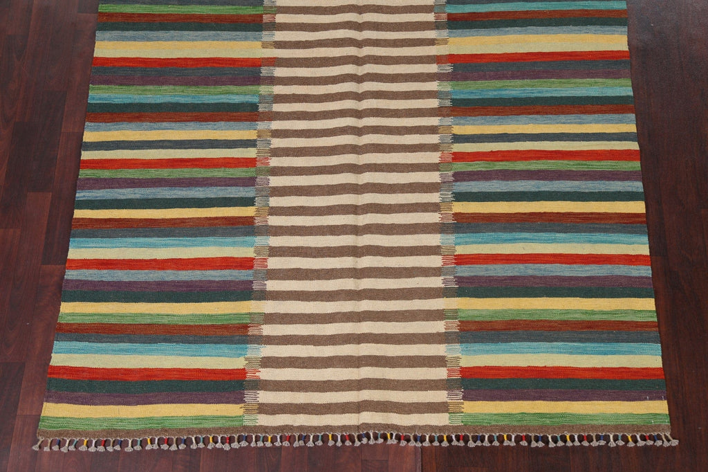 Flat-Woven Kilim Natural Dye Wool Area Rug 7x10