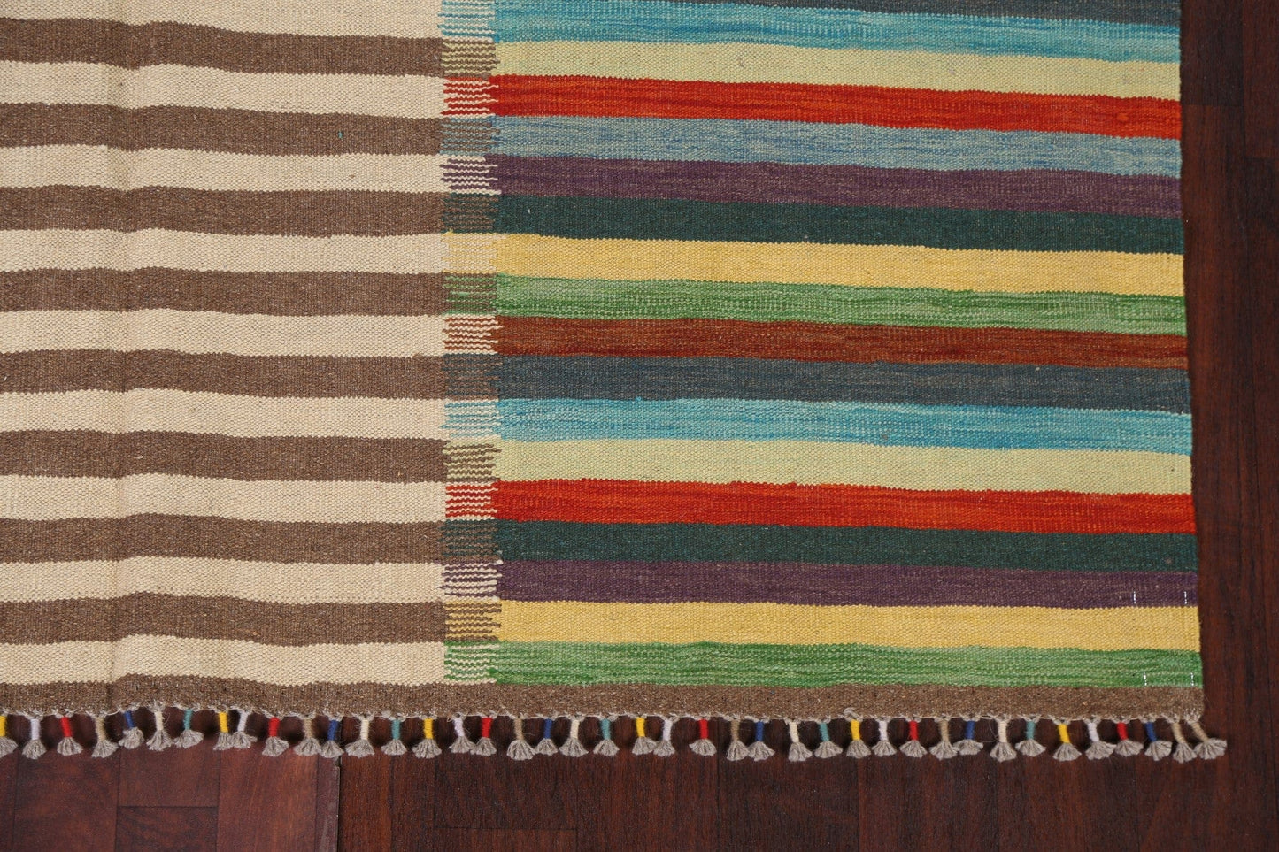 Flat-Woven Kilim Natural Dye Wool Area Rug 7x10