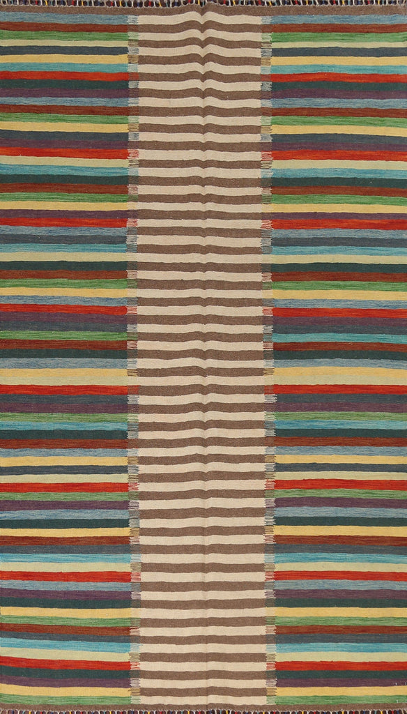 Flat-Woven Kilim Natural Dye Wool Area Rug 7x10