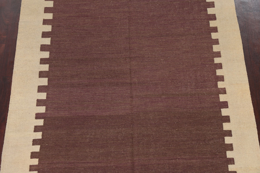 Flat-Woven Kilim Natural Dye Wool Area Rug 6x8