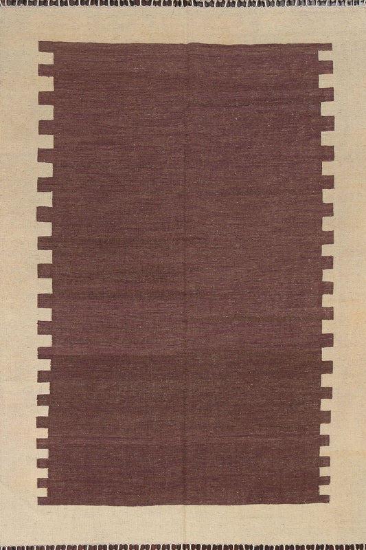 Flat-Woven Kilim Natural Dye Wool Area Rug 6x8