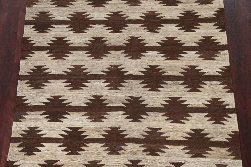 Flat-Woven Kilim Natural Dye Wool Area Rug 5x6