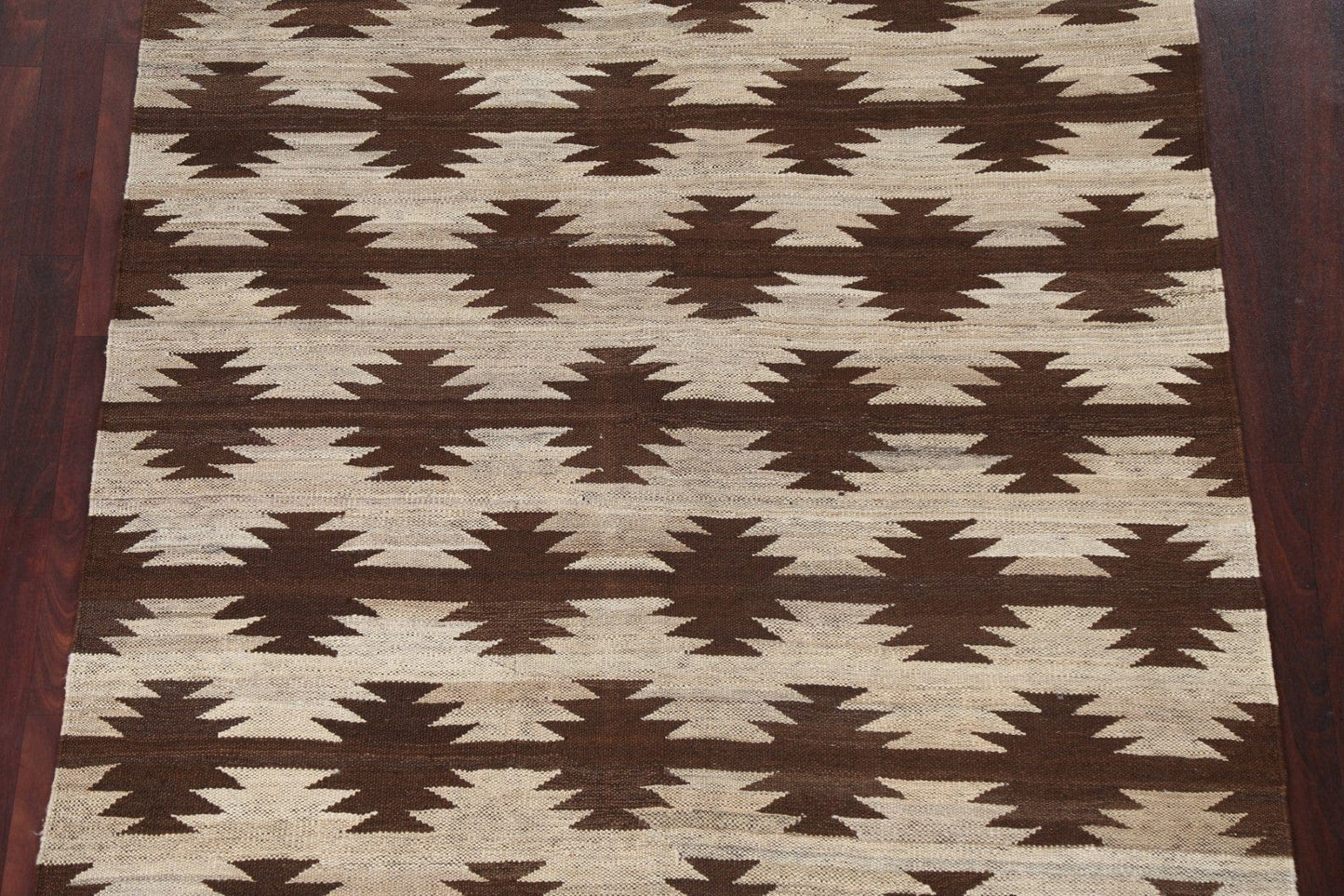 Flat-Woven Kilim Natural Dye Wool Area Rug 5x6