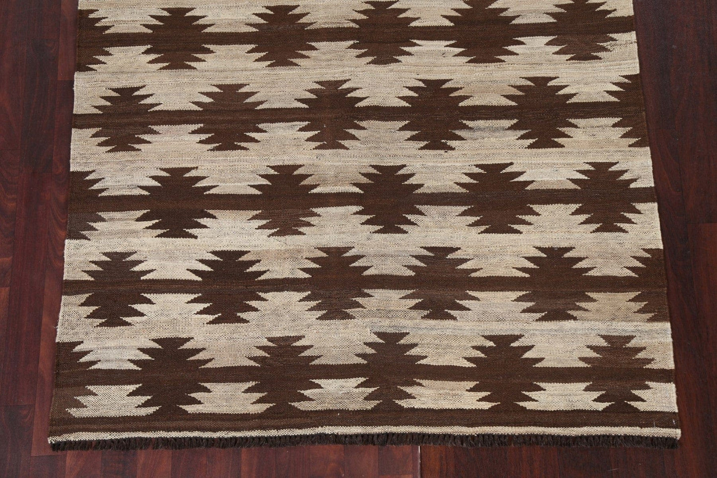 Flat-Woven Kilim Natural Dye Wool Area Rug 5x6