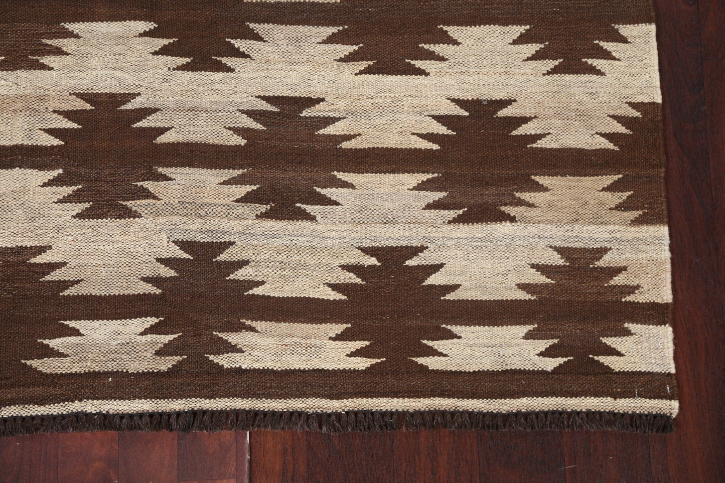 Flat-Woven Kilim Natural Dye Wool Area Rug 5x6