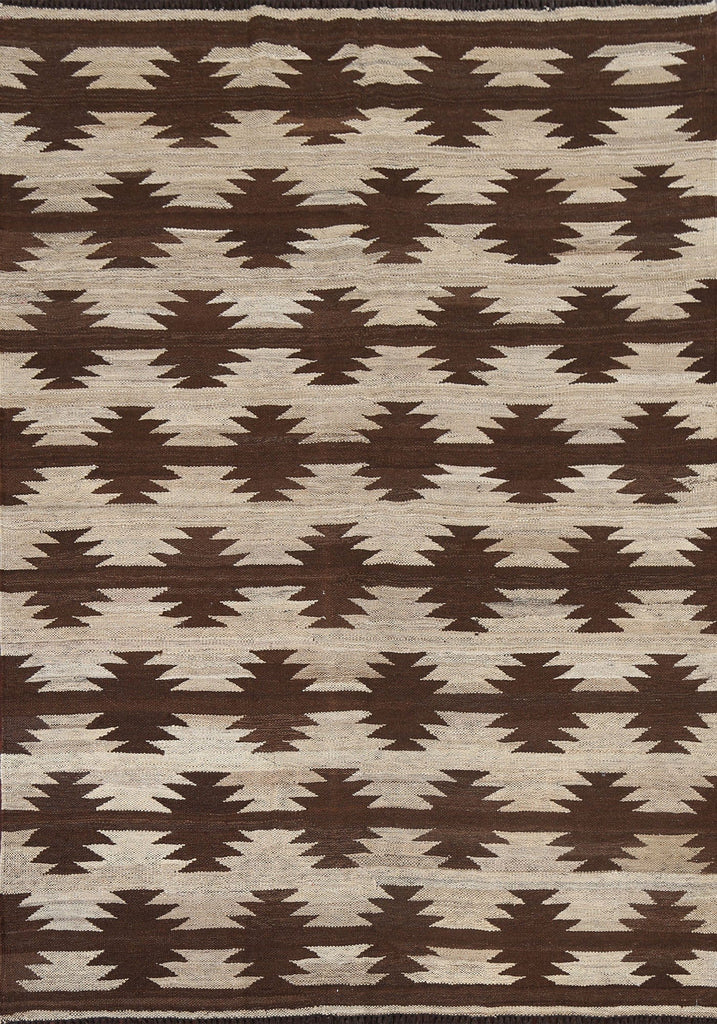 Flat-Woven Kilim Natural Dye Wool Area Rug 5x6