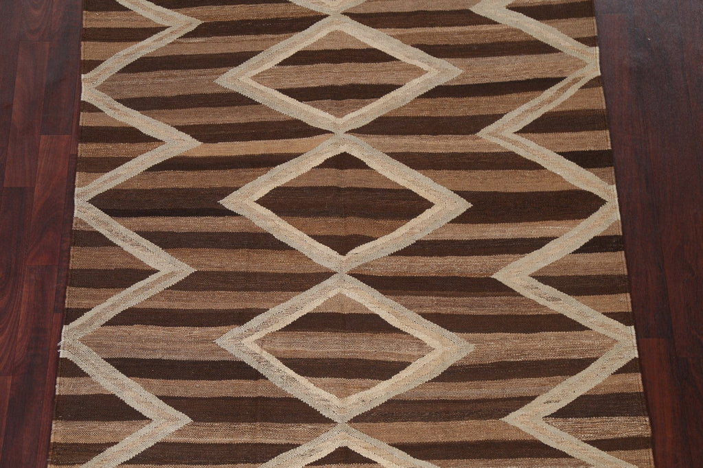 Flat-Woven Kilim Natural Dye Wool Area Rug 5x7