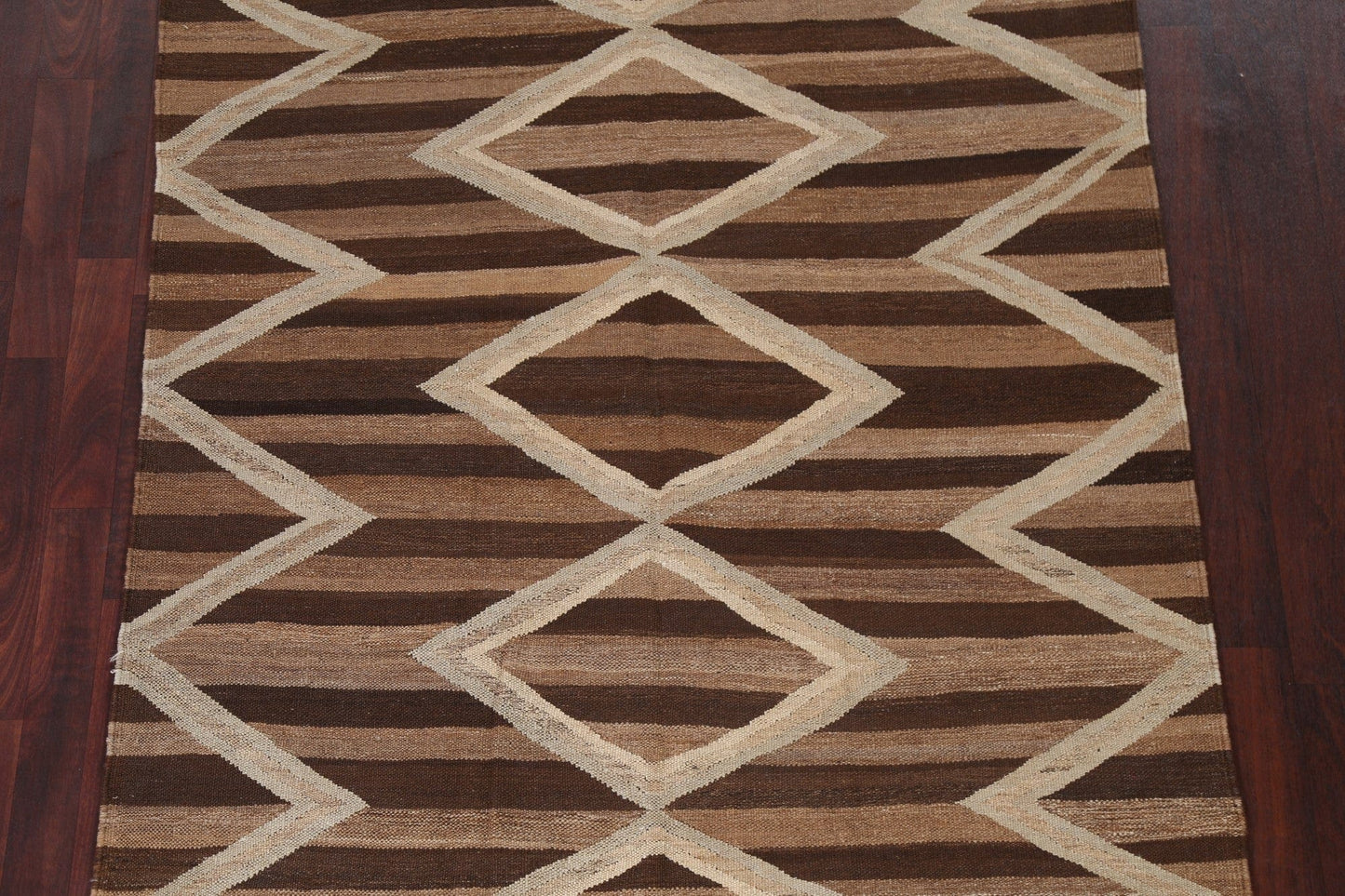 Flat-Woven Kilim Natural Dye Wool Area Rug 5x7