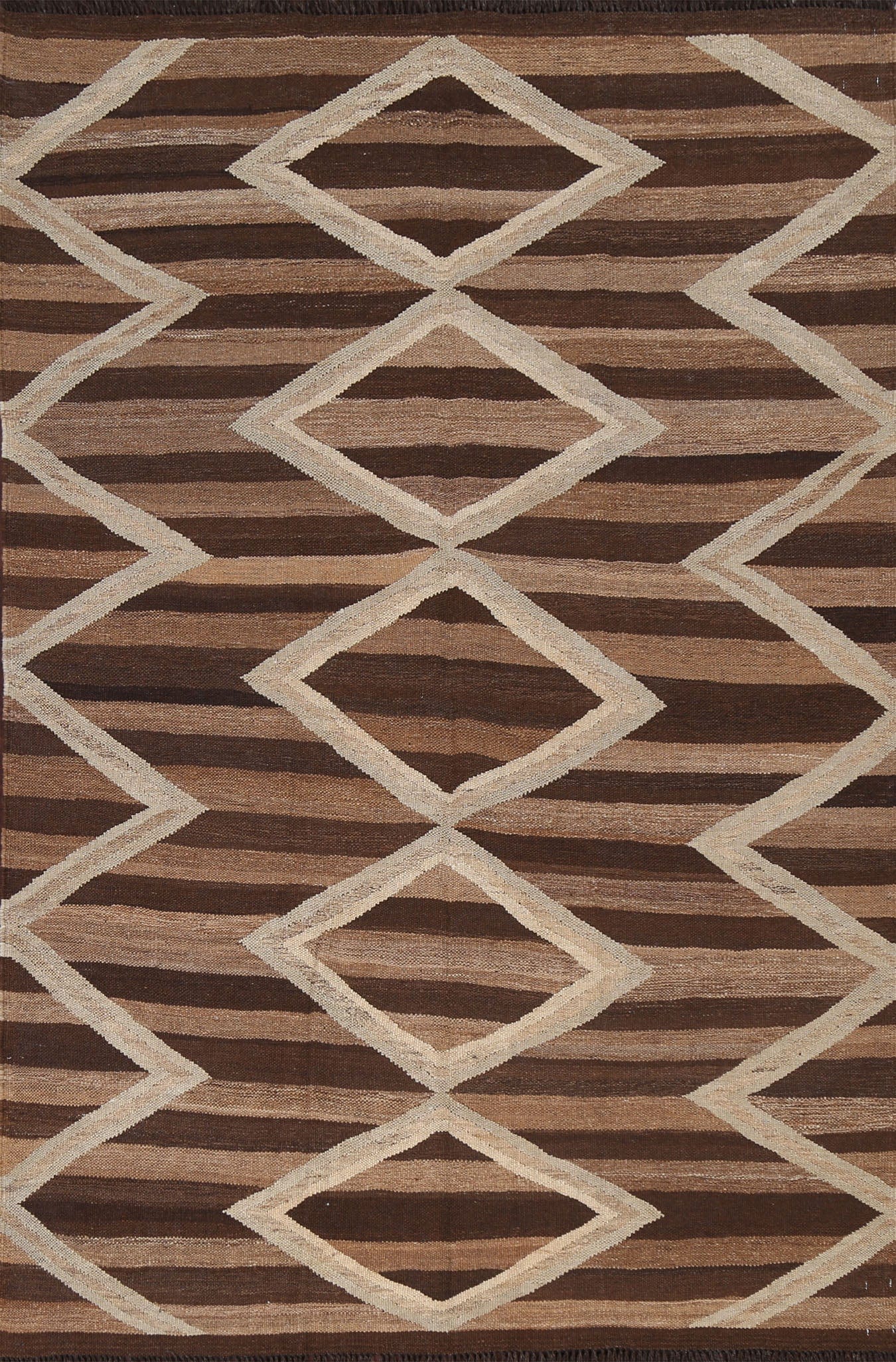 Flat-Woven Kilim Natural Dye Wool Area Rug 5x7