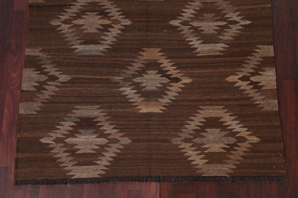 Flat-Woven Kilim Natural Dye Area Rug 5x6