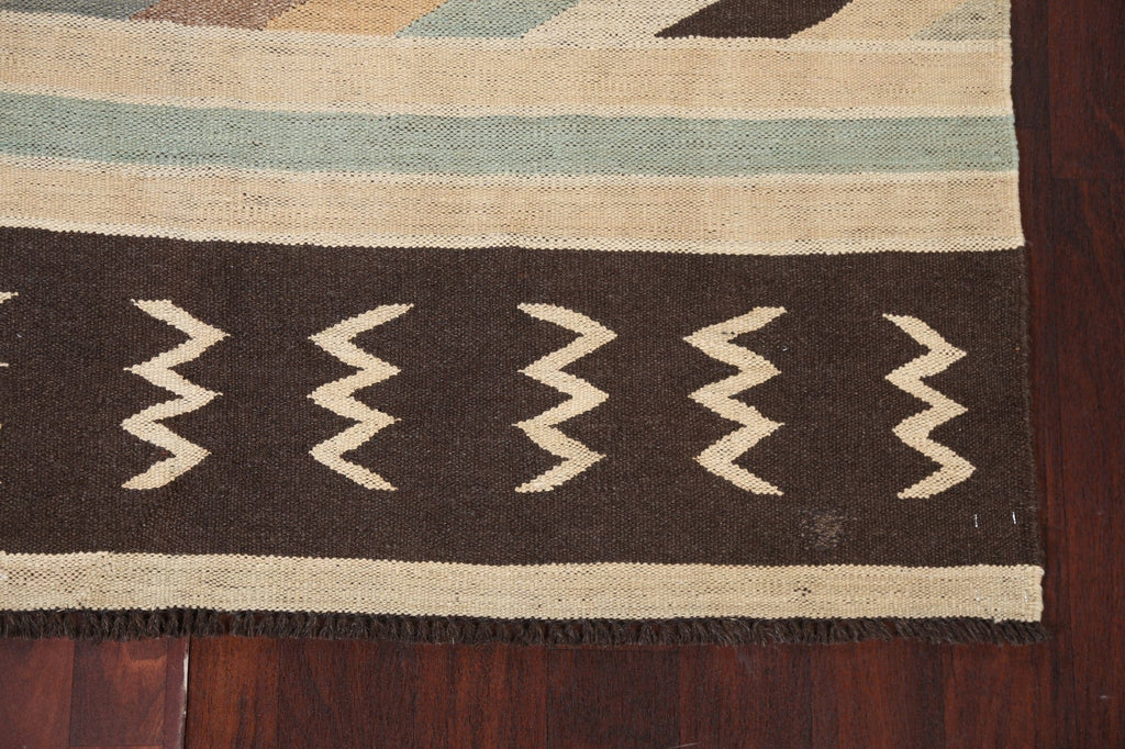 Flat-Woven Kilim Natural Dye Wool Area Rug 5x8