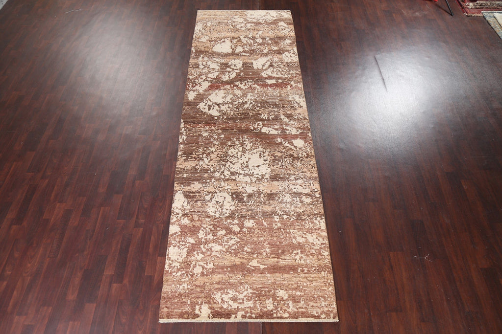 Vegetable Dye Abstract Oriental Runner Rug 5x14