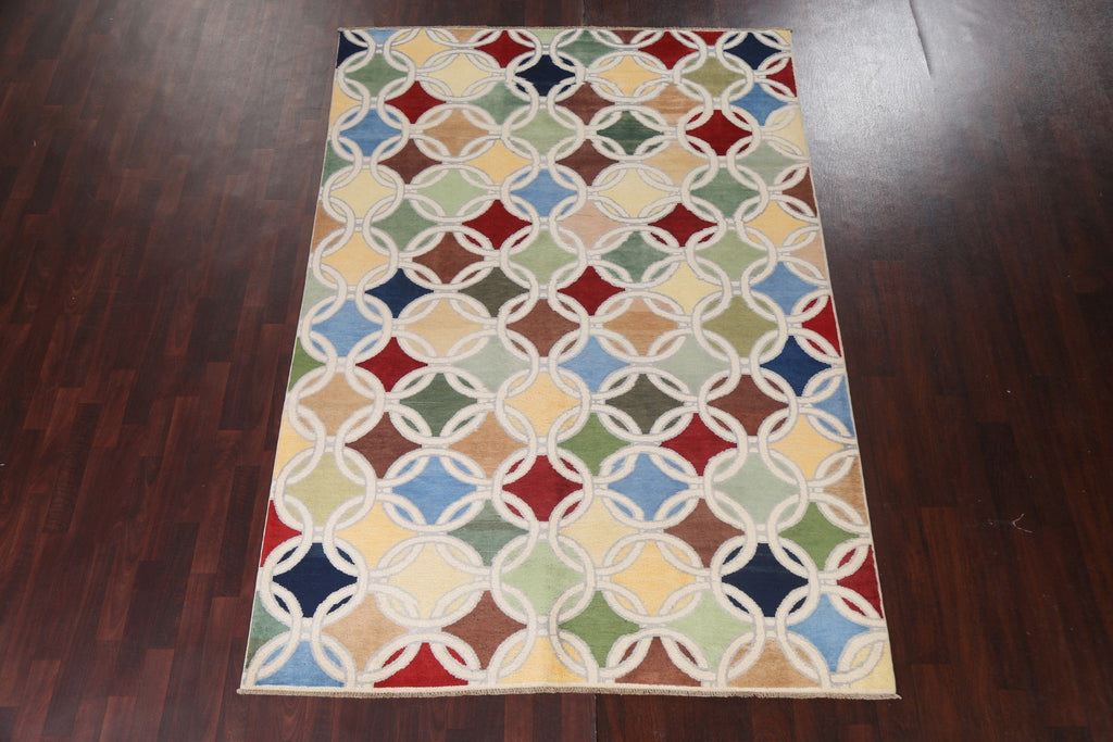 Modern Trellis Gabbeh Persian Area Rug 6x9