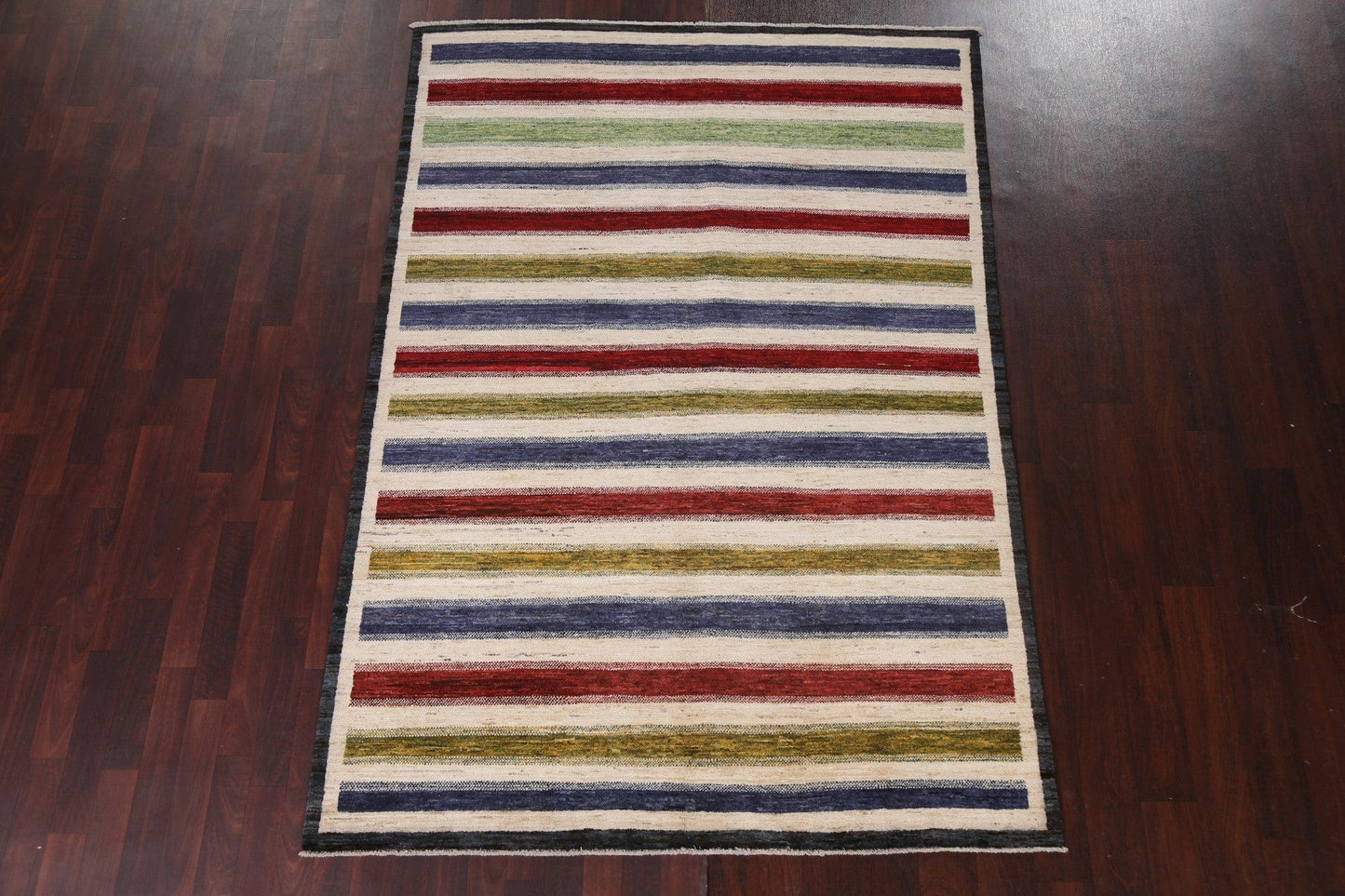 Modern Striped Gabbeh Persian Area Rug 5x8