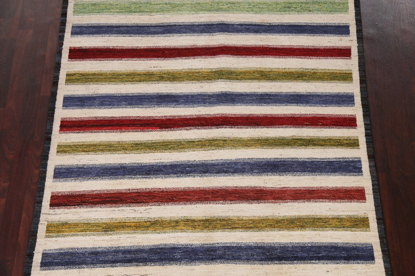 Modern Striped Gabbeh Persian Area Rug 5x8