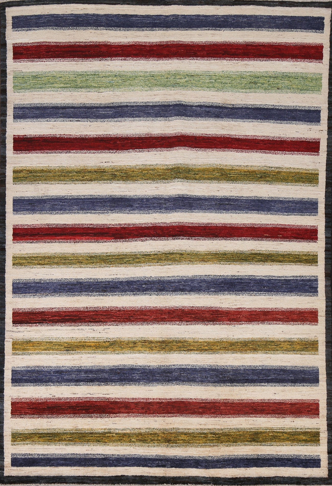 Modern Striped Gabbeh Persian Area Rug 5x8