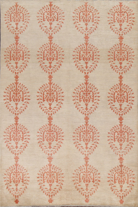 Vegetable Dye Chobi Peshawar Oriental Area Rug 6x9