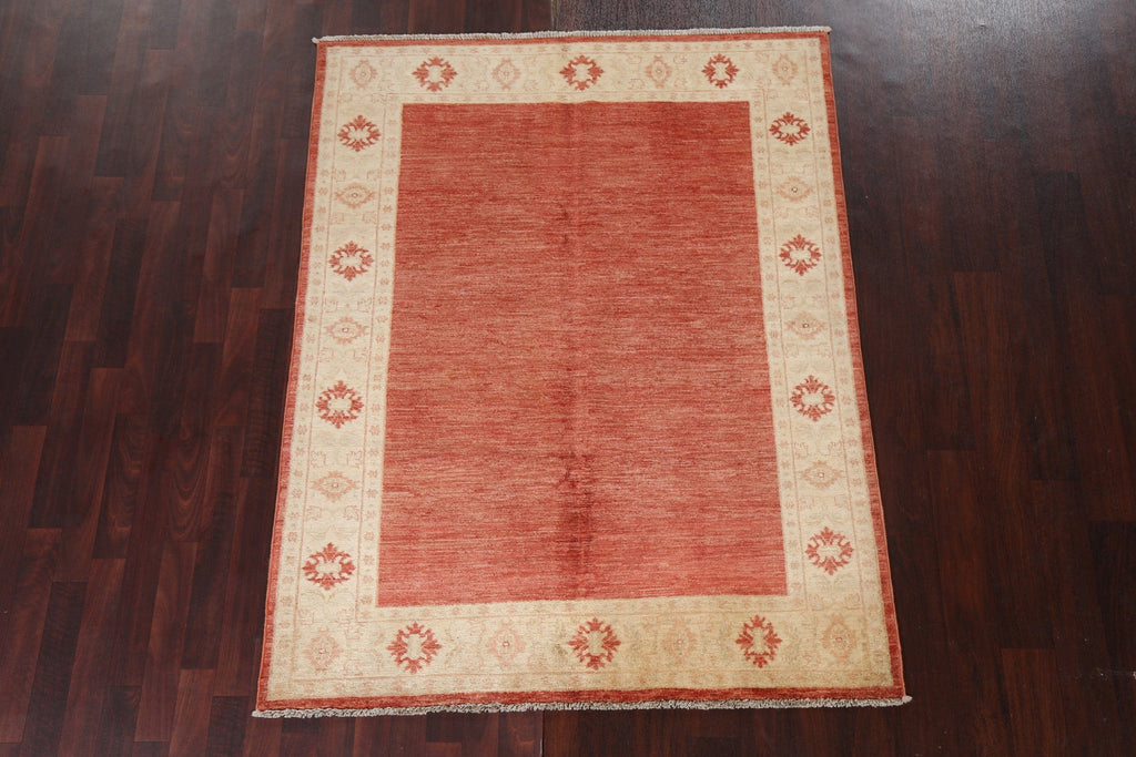 Orange Wool Chobi Peshawar Oriental Area Rug 5x6