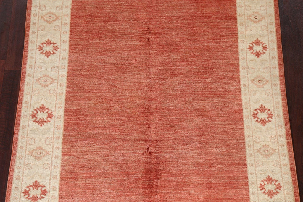 Orange Wool Chobi Peshawar Oriental Area Rug 5x6