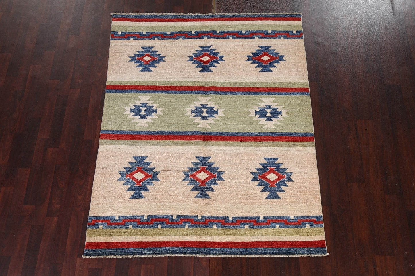 Vegetable Dye Wool Kazak Oriental Area Rug 5x7