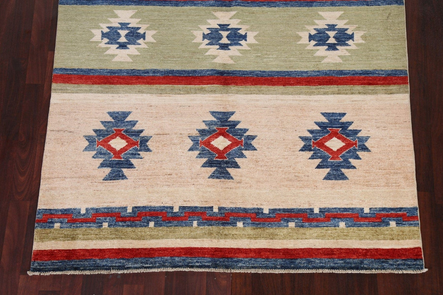 Vegetable Dye Wool Kazak Oriental Area Rug 5x7