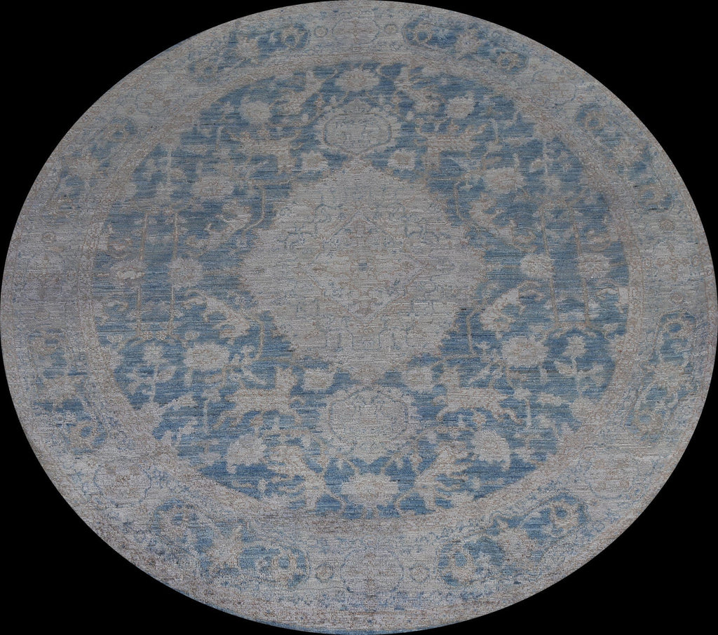 Round Over-Dyed Oushak Turkish Area Rug 8x8