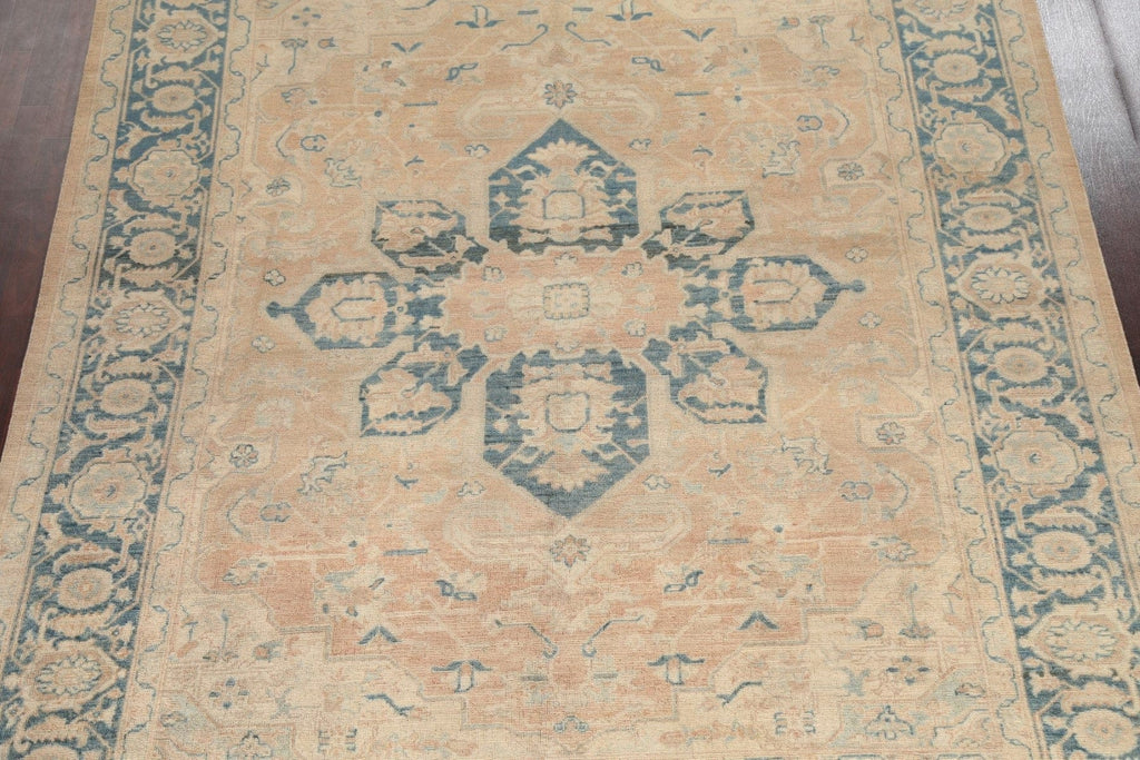 Wool Muted Handmade Heriz Persian Area Rug 9x11