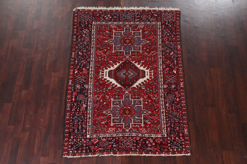 Tribal Geometric Red Gharajeh Persian Area Rug 5x6