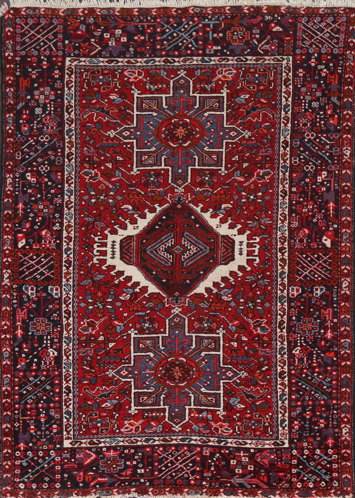 Tribal Geometric Red Gharajeh Persian Area Rug 5x6