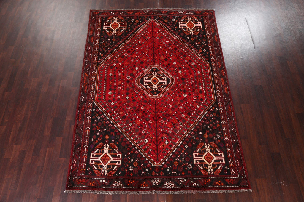 Red Tribal Wool Shiraz Persian Area Rug 7x10