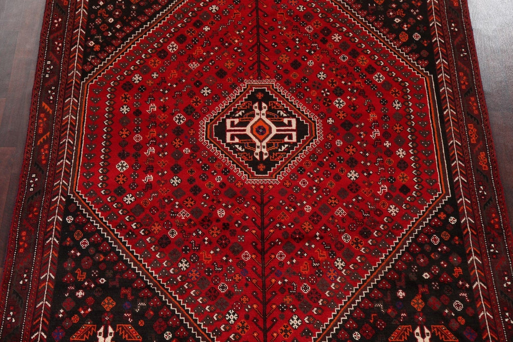 Red Tribal Wool Shiraz Persian Area Rug 7x10