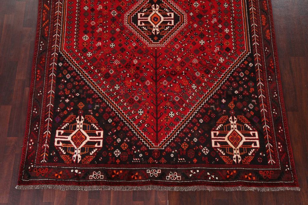 Red Tribal Wool Shiraz Persian Area Rug 7x10