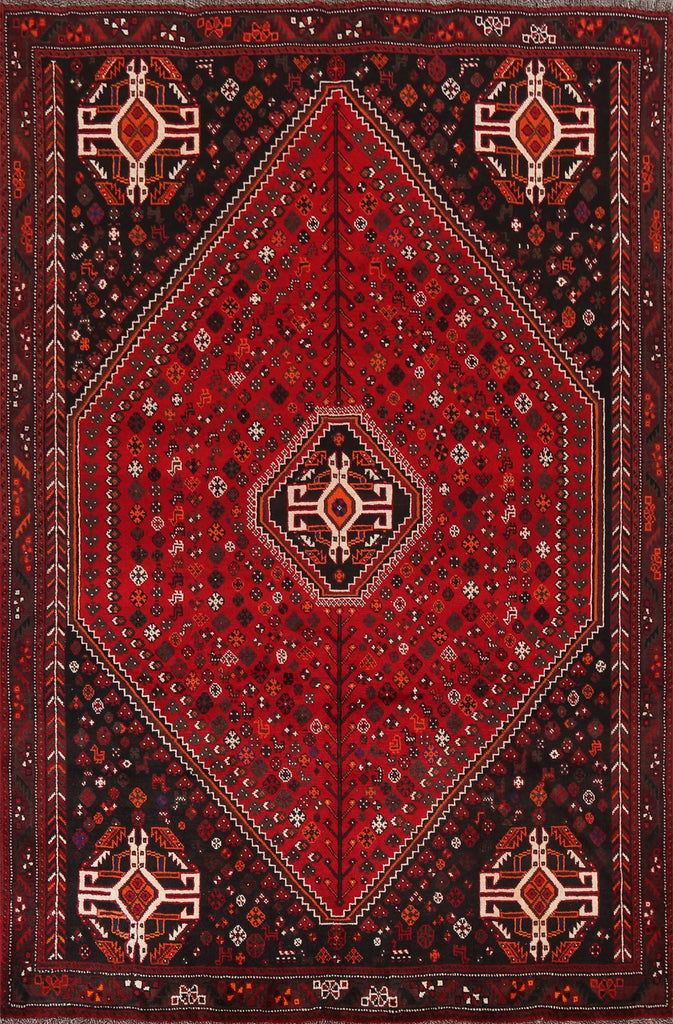 Red Tribal Wool Shiraz Persian Area Rug 7x10