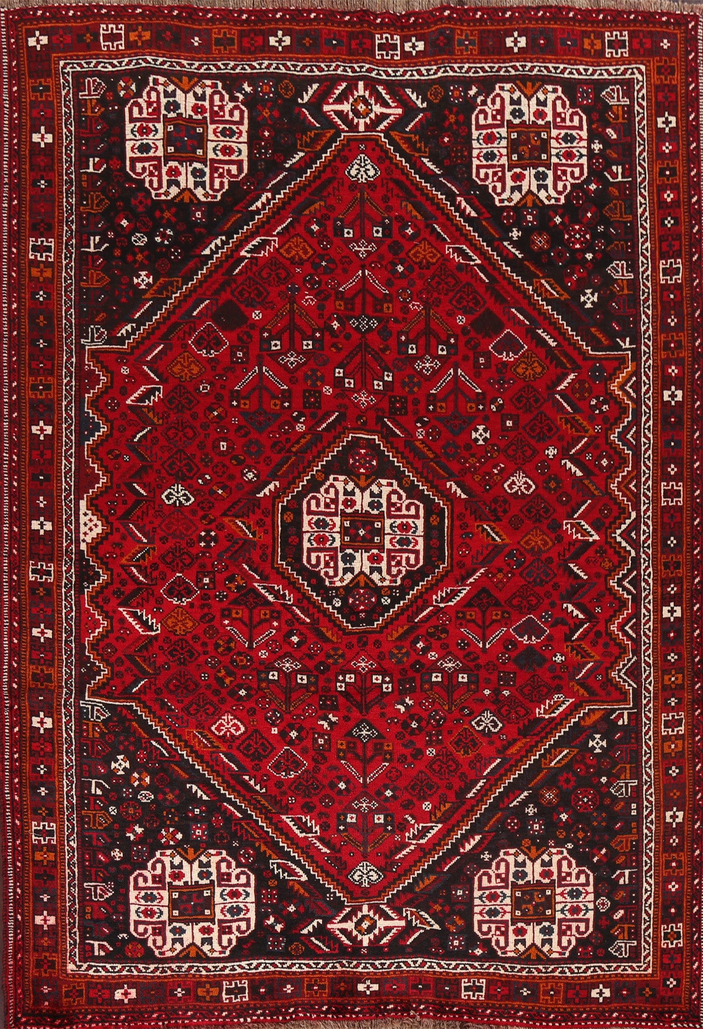 Vintage Red Shiraz Persian Area Rug 7x10