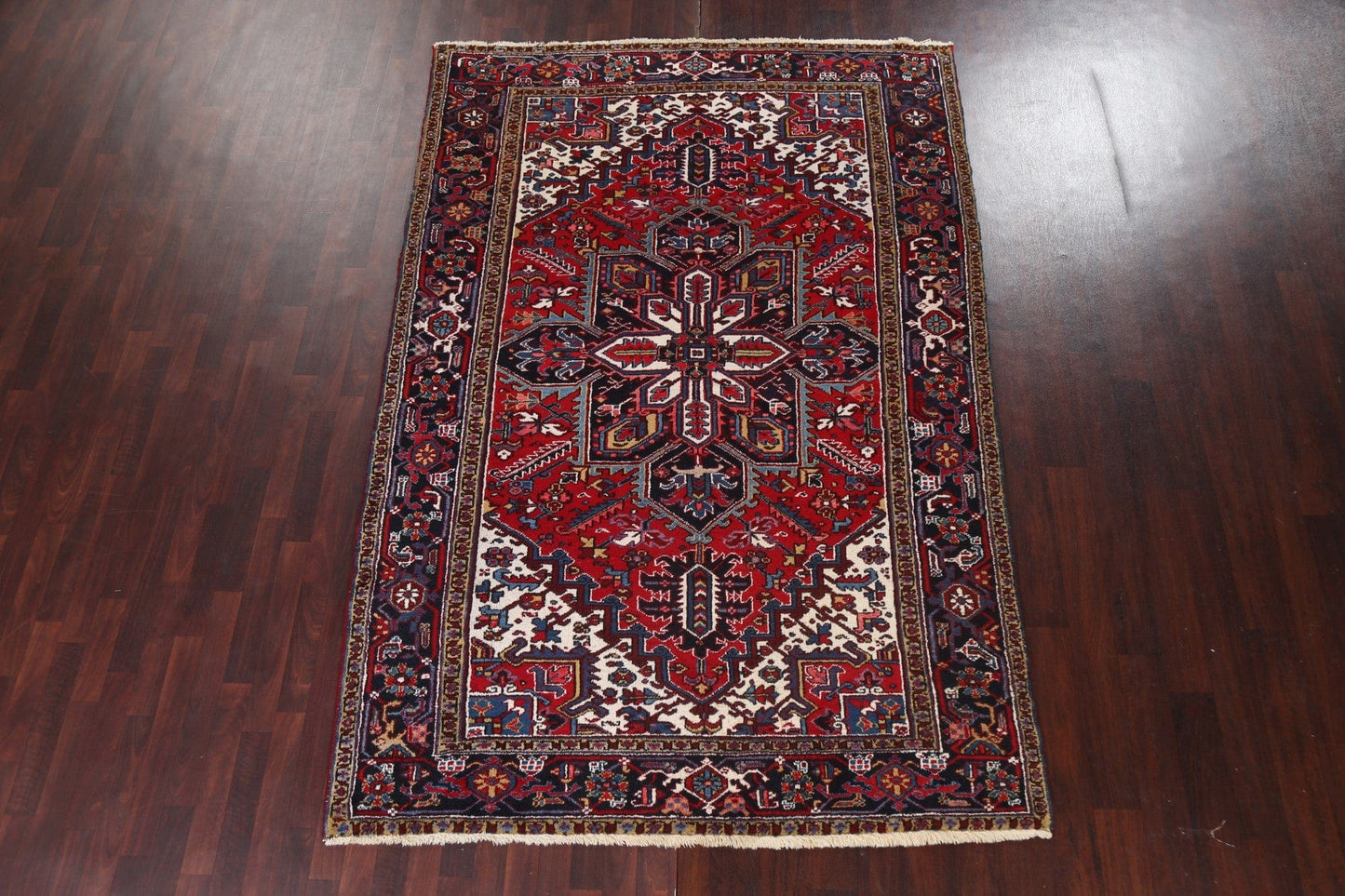 Vintage Geometric Heriz Persian Area Rug 6x9