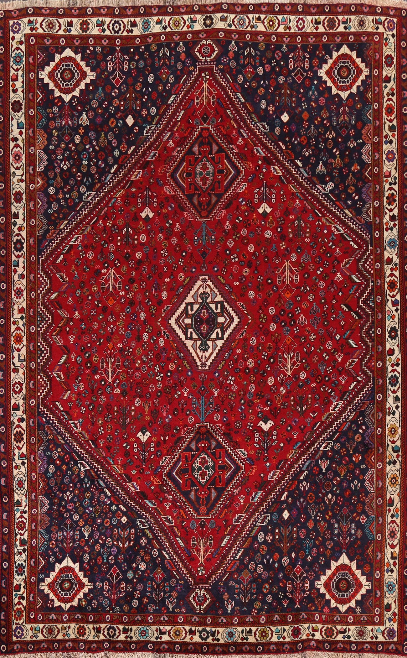 Vegetable Dye Red Shiraz Kashkoli Persian Area Rug 7x11