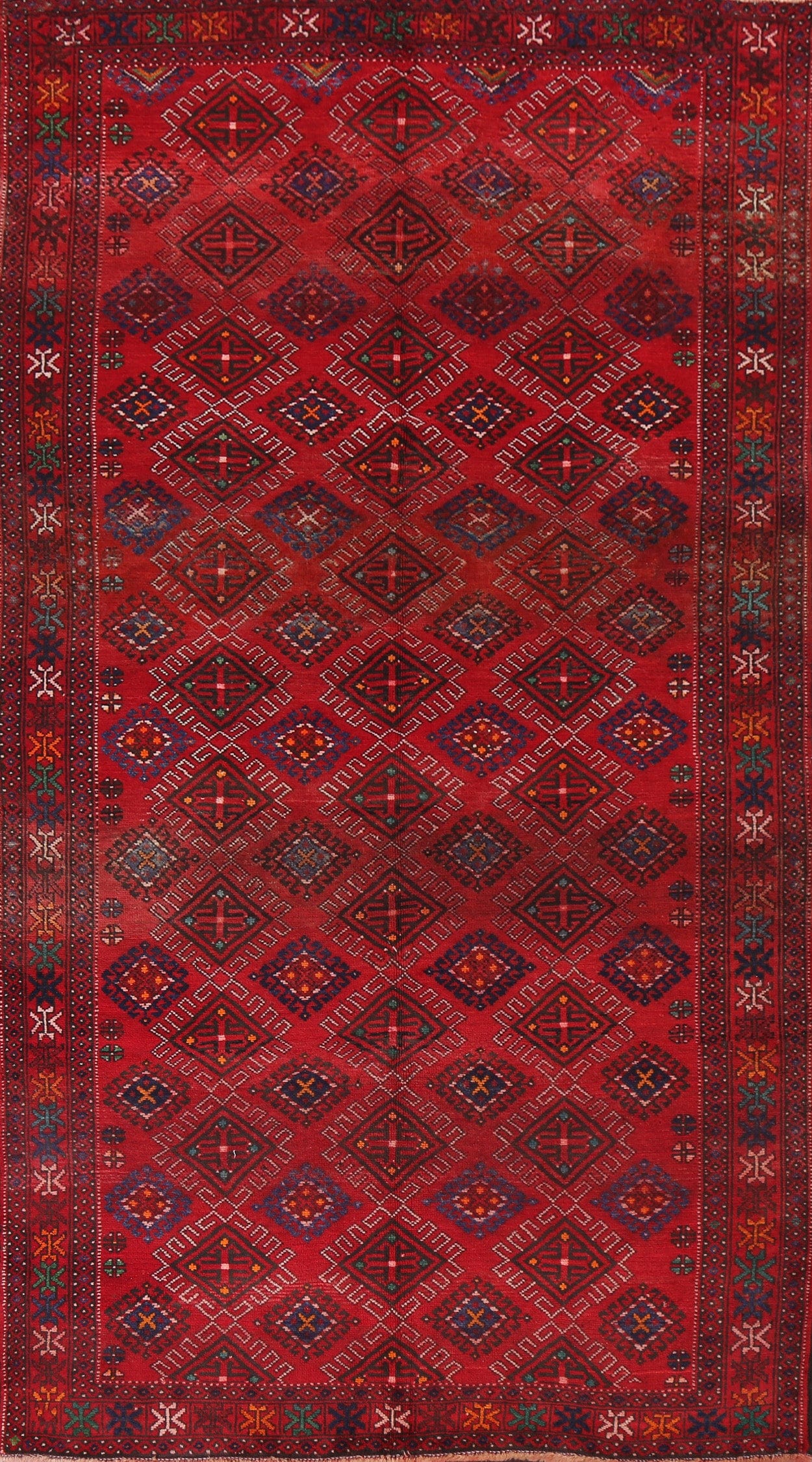 Geometric Red Shiraz Persian Area Rug 5x10