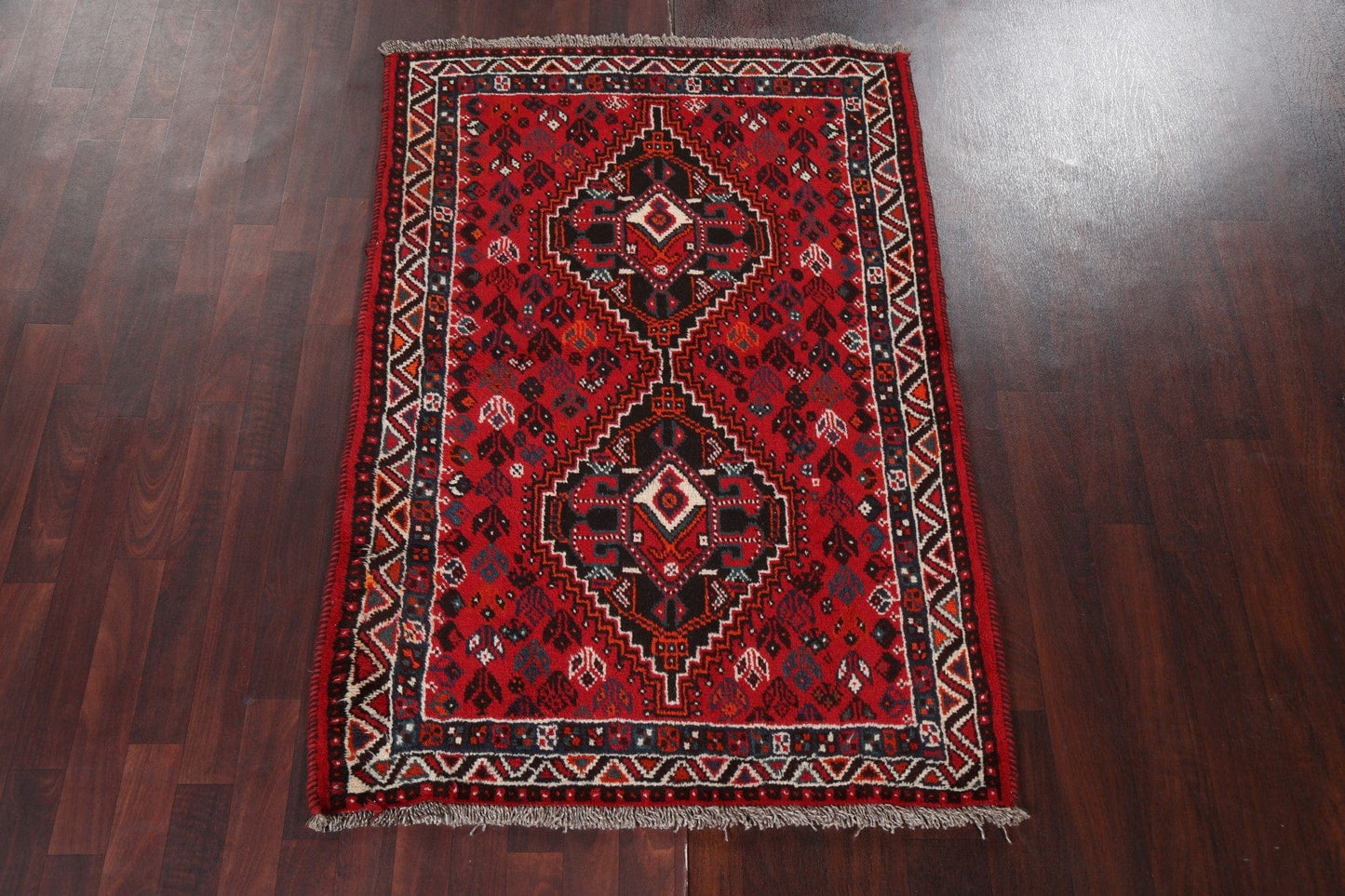 Red Vintage Shiraz Persian Area Rug 4x5