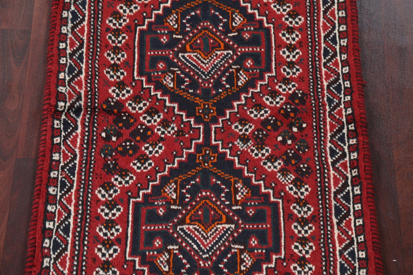 Geometric Red Shiraz Persian Wool Rug 3x4