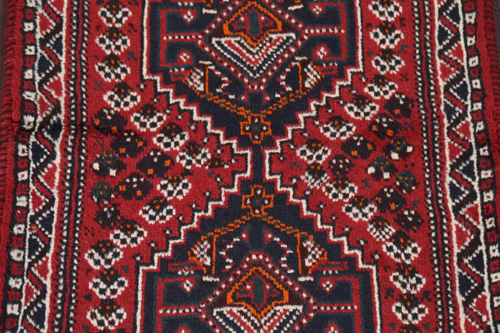 Geometric Red Shiraz Persian Wool Rug 3x4