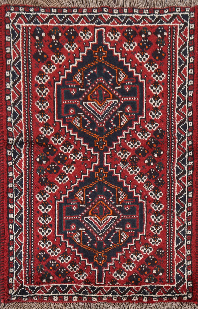 Geometric Red Shiraz Persian Wool Rug 3x4