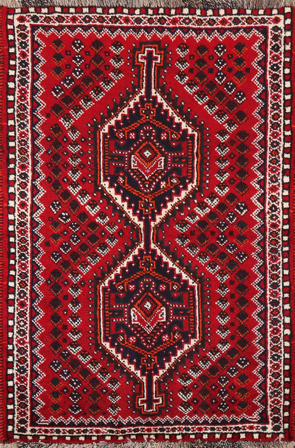 Geometric Red Shiraz Persian Handmade Rug 3x4