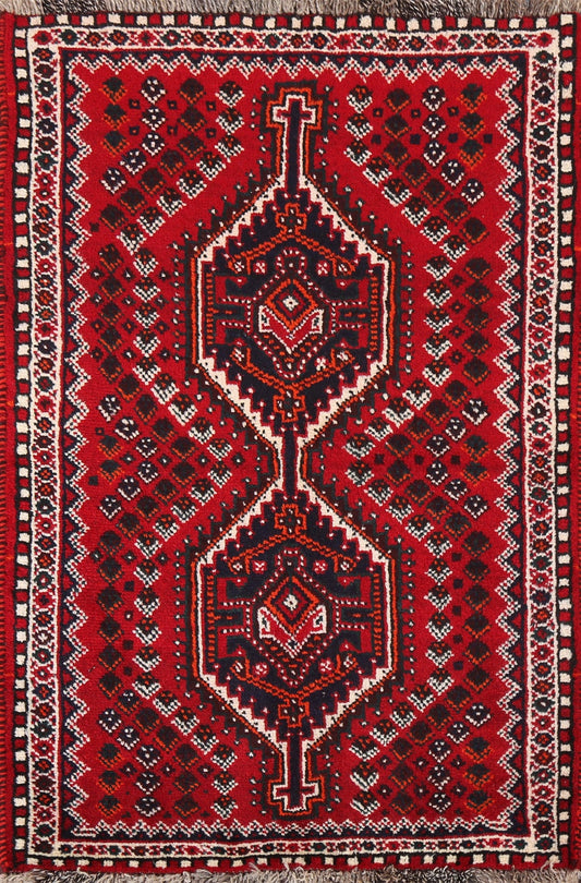 Geometric Red Shiraz Persian Handmade Rug 3x4