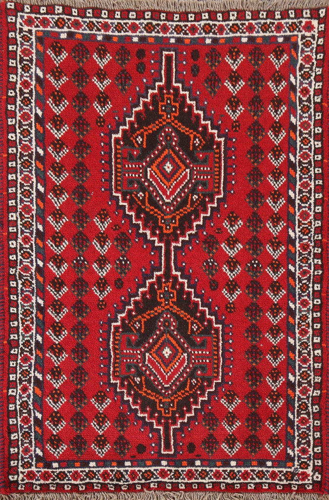 Geometric Wool Shiraz Persian Handmade Rug 3x4