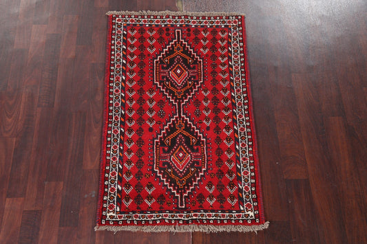 Geometric Red Shiraz Persian Handmade Rug 3x4