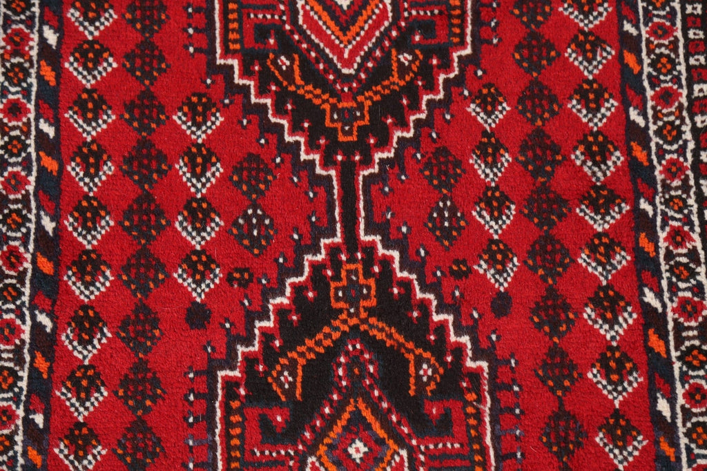 Geometric Red Shiraz Persian Handmade Rug 3x4