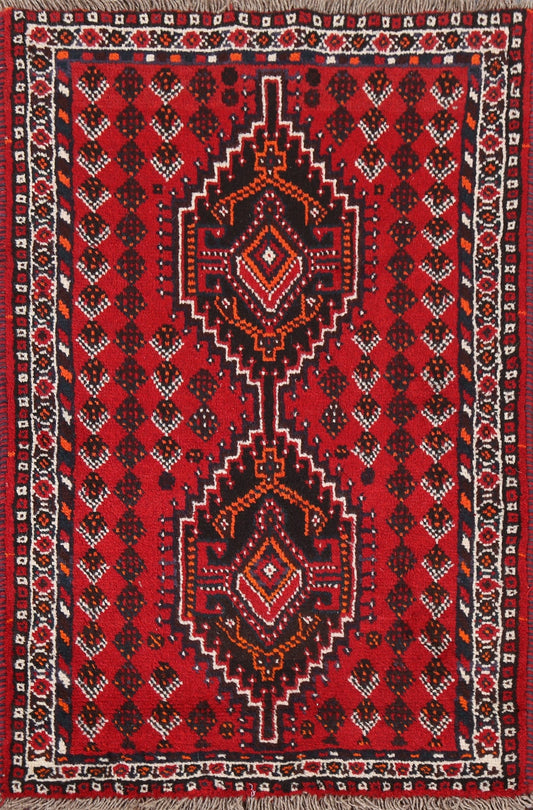 Geometric Red Shiraz Persian Handmade Rug 3x4